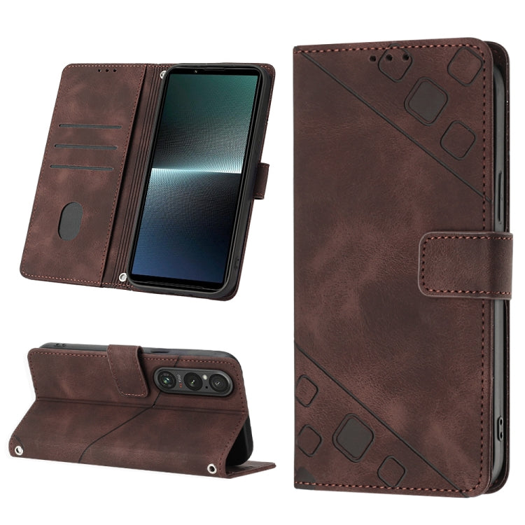 Custodia per telefono in pelle goffrata effetto pelle, For Sony Xperia 5 V, For Sony Xperia 1 V, For Sony Xperia 10 V, For Sony Xperia 10 IV
