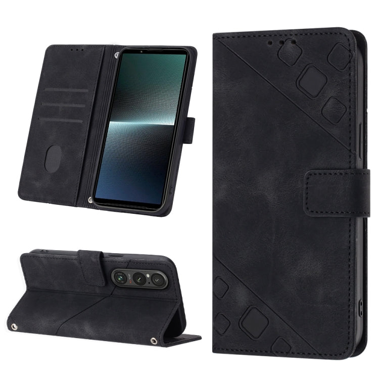 Custodia per telefono in pelle goffrata effetto pelle, For Sony Xperia 5 V, For Sony Xperia 1 V, For Sony Xperia 10 V, For Sony Xperia 10 IV