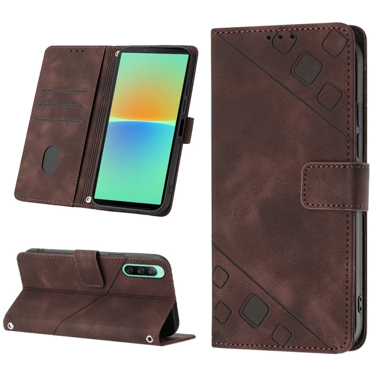 Custodia per telefono in pelle goffrata effetto pelle, For Sony Xperia 5 V, For Sony Xperia 1 V, For Sony Xperia 10 V, For Sony Xperia 10 IV