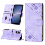 Custodia per telefono in pelle goffrata effetto pelle, For Sony Xperia 5 V, For Sony Xperia 1 V, For Sony Xperia 10 V, For Sony Xperia 10 IV