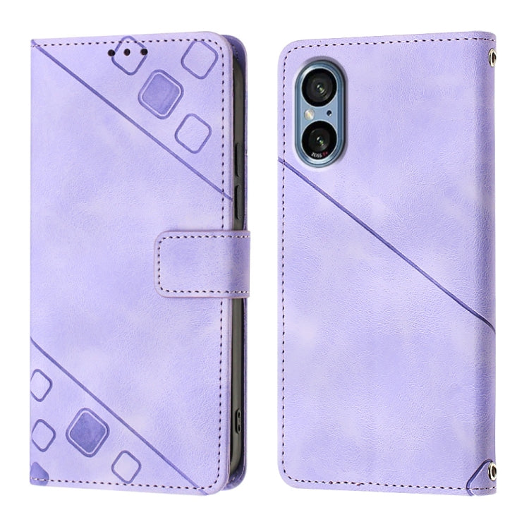Custodia per telefono in pelle goffrata effetto pelle, For Sony Xperia 5 V, For Sony Xperia 1 V, For Sony Xperia 10 V, For Sony Xperia 10 IV