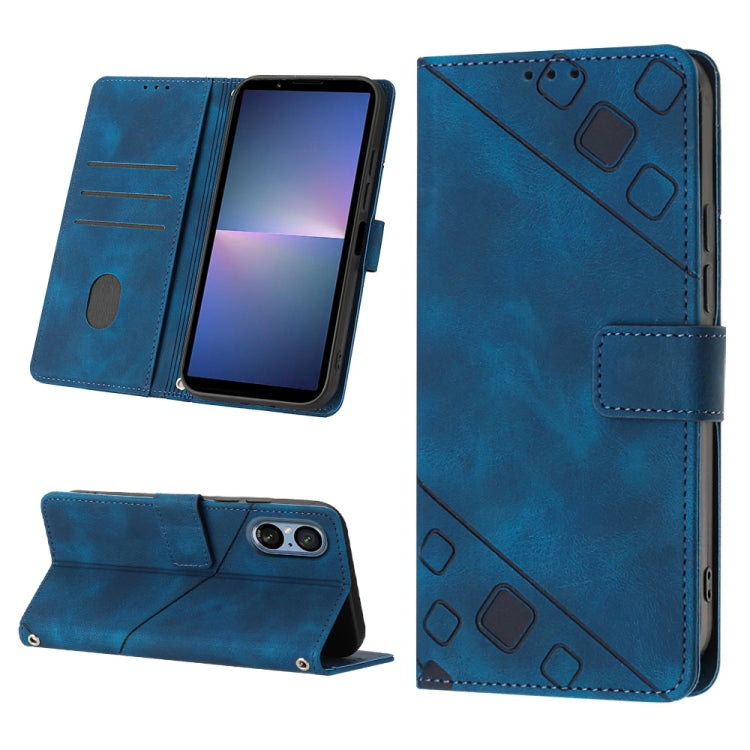 Custodia per telefono in pelle goffrata effetto pelle, For Sony Xperia 5 V, For Sony Xperia 1 V, For Sony Xperia 10 V, For Sony Xperia 10 IV