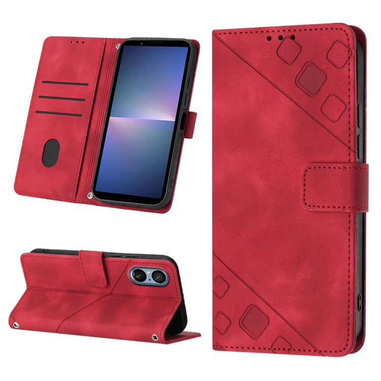 Custodia per telefono in pelle goffrata effetto pelle, For Sony Xperia 5 V, For Sony Xperia 1 V, For Sony Xperia 10 V, For Sony Xperia 10 IV