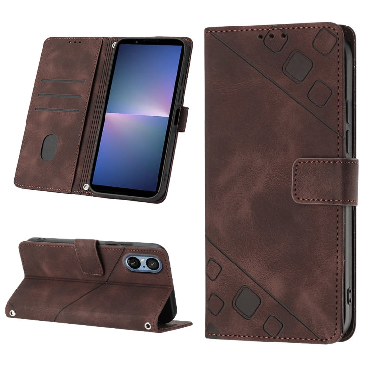 Custodia per telefono in pelle goffrata effetto pelle, For Sony Xperia 5 V, For Sony Xperia 1 V, For Sony Xperia 10 V, For Sony Xperia 10 IV