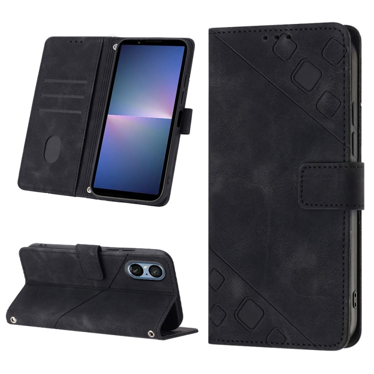 Custodia per telefono in pelle goffrata effetto pelle, For Sony Xperia 5 V, For Sony Xperia 1 V, For Sony Xperia 10 V, For Sony Xperia 10 IV