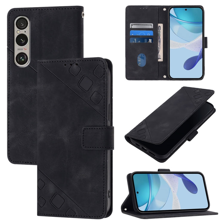 Custodia per telefono in pelle goffrata effetto pelle, For Sony Xperia 1 VIII, For Sony Xperia 10 VI, For Sony Xperia 1 VI, For Sony Xperia 5 VI