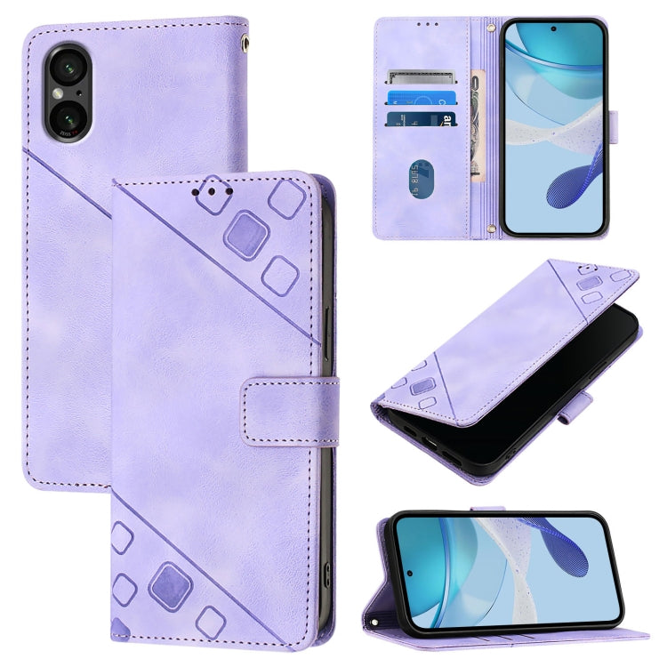 Custodia per telefono in pelle goffrata effetto pelle, For Sony Xperia 1 VIII, For Sony Xperia 10 VI, For Sony Xperia 1 VI, For Sony Xperia 5 VI