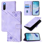 Custodia per telefono in pelle goffrata effetto pelle, For Sony Xperia 5 V, For Sony Xperia 1 V, For Sony Xperia 10 V, For Sony Xperia 10 IV