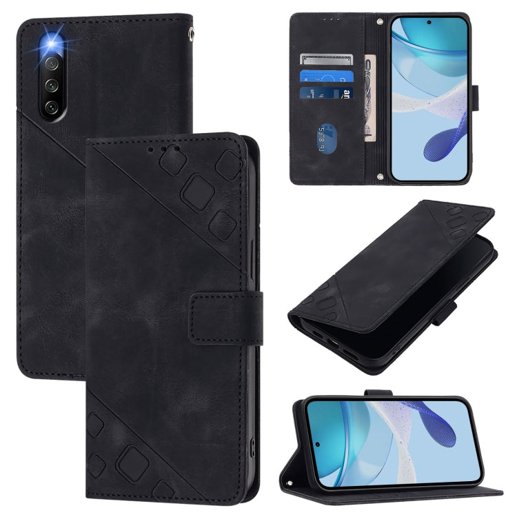 Custodia per telefono in pelle goffrata effetto pelle, For Sony Xperia 5 V, For Sony Xperia 1 V, For Sony Xperia 10 V, For Sony Xperia 10 IV