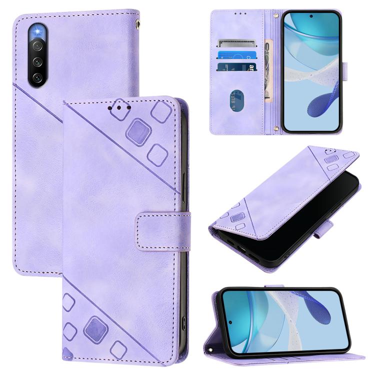 Custodia per telefono in pelle goffrata effetto pelle, For Sony Xperia 10 III / 10 III Lite