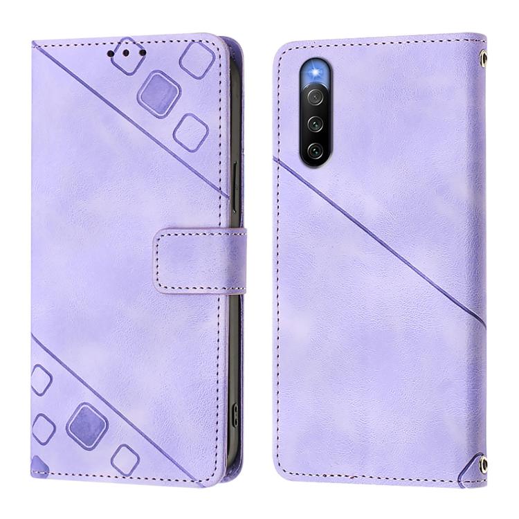 Custodia per telefono in pelle goffrata effetto pelle, For Sony Xperia 10 III / 10 III Lite