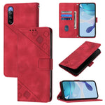 Custodia per telefono in pelle goffrata effetto pelle, For Sony Xperia 10 III / 10 III Lite