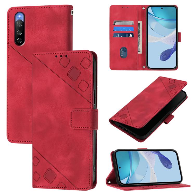 Custodia per telefono in pelle goffrata effetto pelle, For Sony Xperia 10 III / 10 III Lite