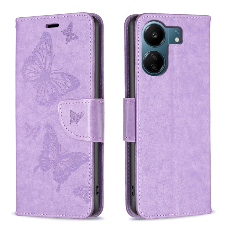 Custodia per telefono in pelle goffrata con due farfalle, For Xiaomi Redmi 13C, For Xiaomi Redmi Note 13 Pro+ 5G, For Xiaomi Redmi Note 13 Pro 5G, For Xiaomi Redmi 12 4G