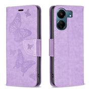 Custodia per telefono in pelle goffrata con due farfalle, For Xiaomi Redmi 13C, For Xiaomi Redmi Note 13 Pro+ 5G, For Xiaomi Redmi Note 13 Pro 5G, For Xiaomi Redmi 12 4G