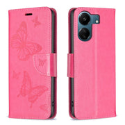 Custodia per telefono in pelle goffrata con due farfalle, For Xiaomi Redmi 13C, For Xiaomi Redmi Note 13 Pro+ 5G, For Xiaomi Redmi Note 13 Pro 5G, For Xiaomi Redmi 12 4G