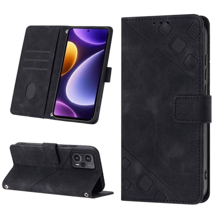 Custodia portafoglio in pelle goffrata per Xiaomi Redmi K70