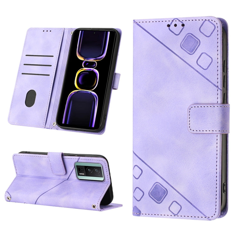 Custodia portafoglio in pelle goffrata per Xiaomi Redmi K70