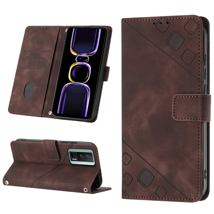 Custodia portafoglio in pelle goffrata per Xiaomi Redmi K70