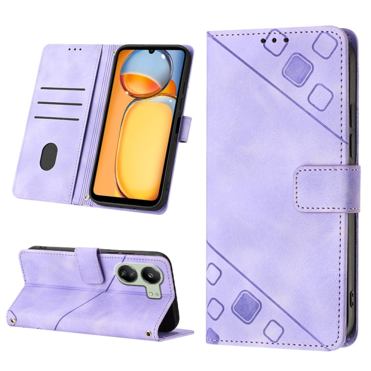 Custodia per telefono in pelle goffrata effetto pelle, For Xiaomi Redmi 13C, For Xiaomi Redmi Note 13 Pro+ 5G, For Xiaomi Redmi Note 13 Pro 5G Global, For Xiaomi Poco M6 Pro 5G / Redmi 12 4G / 5G