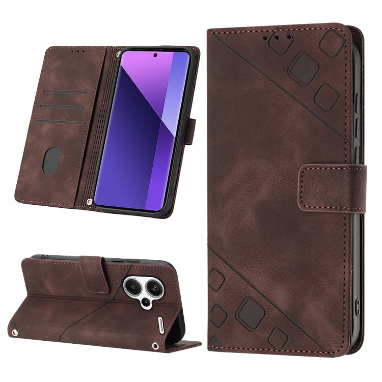 Custodia portafoglio in pelle goffrata per Xiaomi Redmi 13C