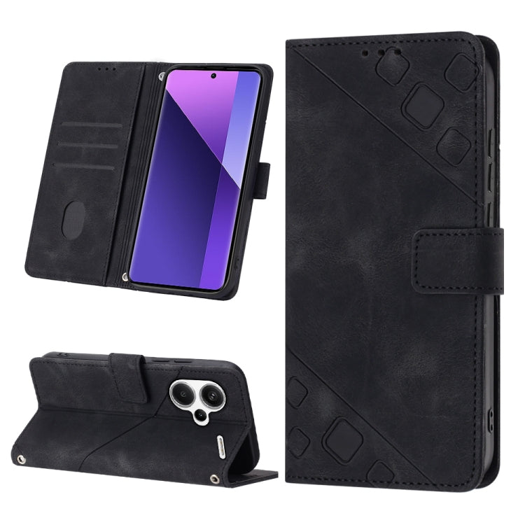 Custodia portafoglio in pelle goffrata per Xiaomi Redmi 13C