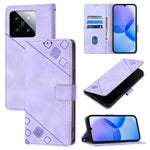 Custodia portafoglio in pelle goffrata per Xiaomi 14 Ultra
