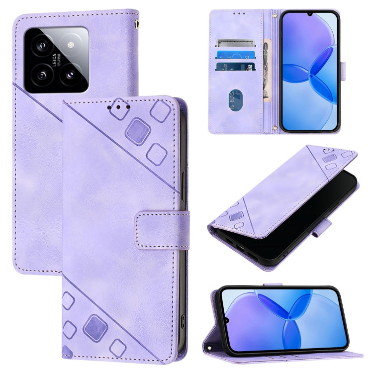 Custodia portafoglio in pelle goffrata per Xiaomi 14 Ultra