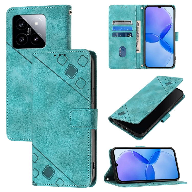 Custodia portafoglio in pelle goffrata per Xiaomi 14 Ultra
