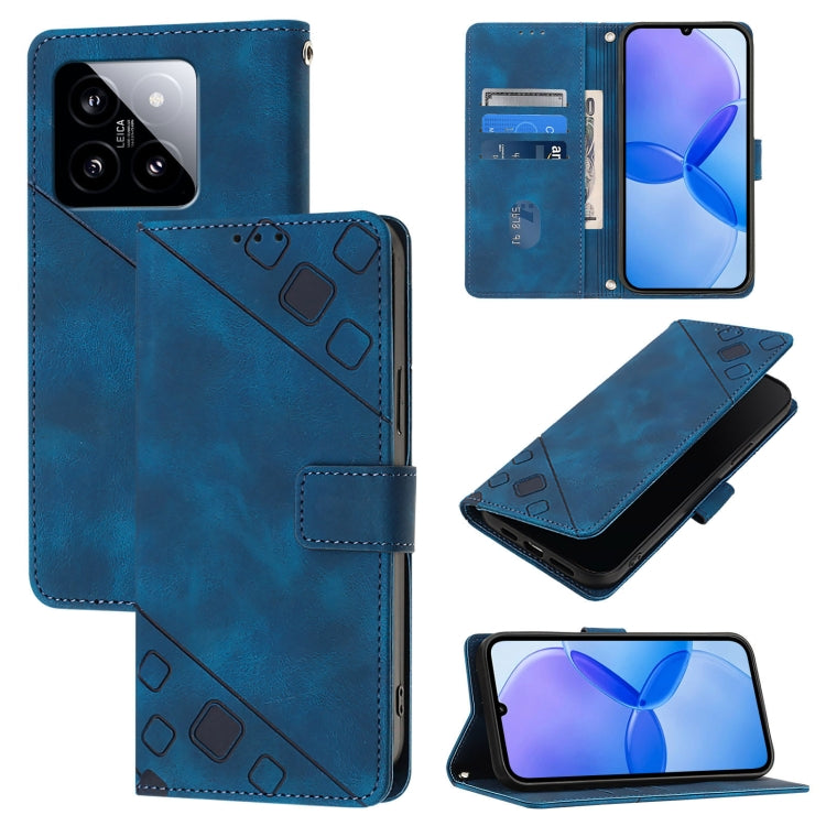 Custodia portafoglio in pelle goffrata per Xiaomi 14 Ultra