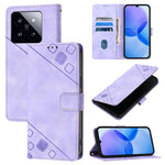 Custodia portafoglio in pelle goffrata per Xiaomi 14 Ultra