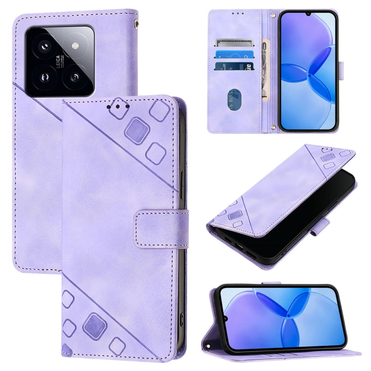 Custodia portafoglio in pelle goffrata per Xiaomi 14 Ultra