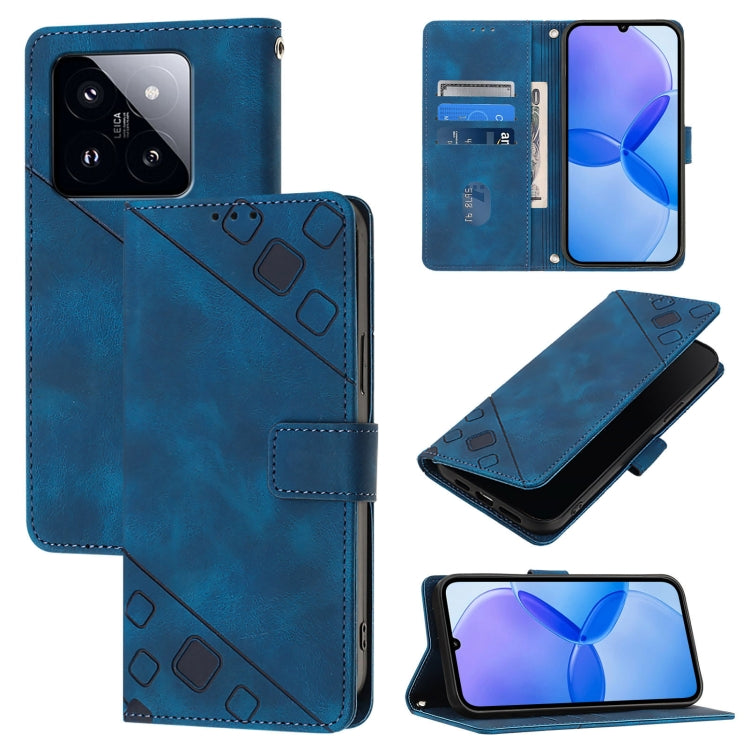 Custodia portafoglio in pelle goffrata per Xiaomi 14 Ultra