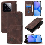 Custodia portafoglio in pelle goffrata per Xiaomi 14 Ultra