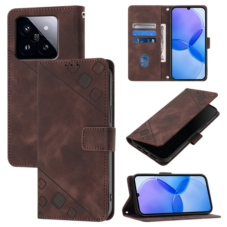 Custodia portafoglio in pelle goffrata per Xiaomi 14 Ultra