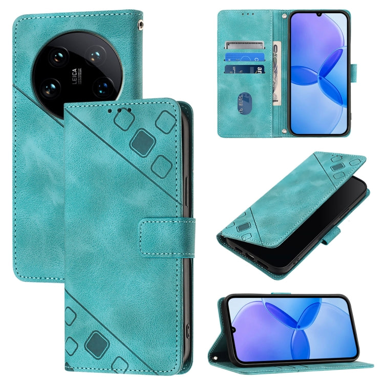 Custodia portafoglio in pelle goffrata per Xiaomi 14 Ultra