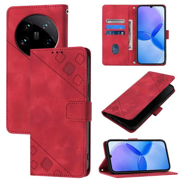 Custodia portafoglio in pelle goffrata per Xiaomi 14 Ultra