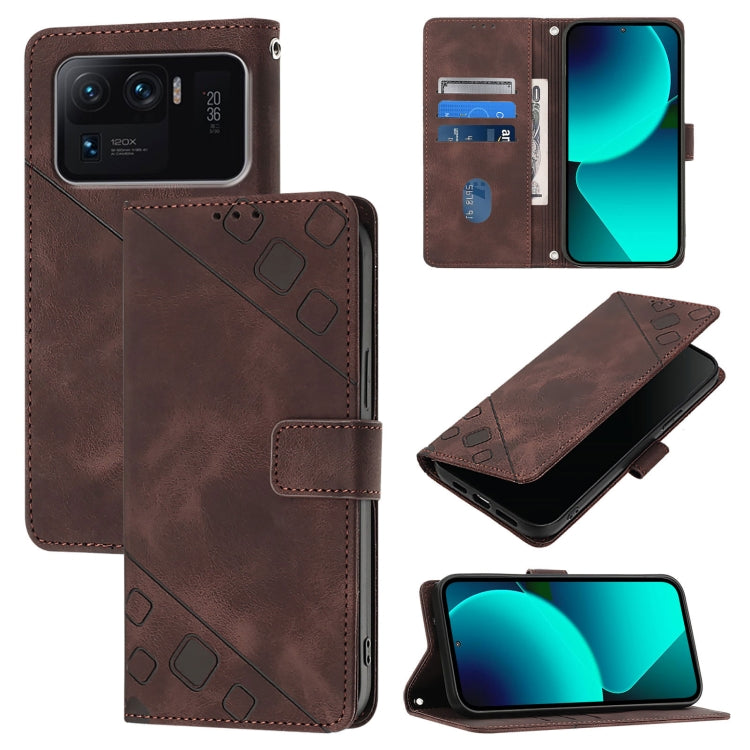 Custodia portafoglio in pelle goffrata per smartphone Xiaomi