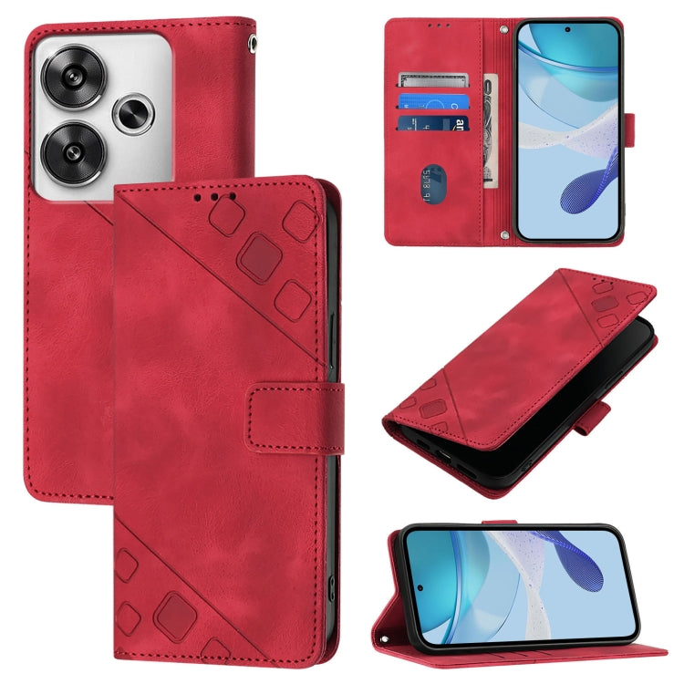 Custodia portafoglio in pelle goffrata per Xiaomi Poco F6
