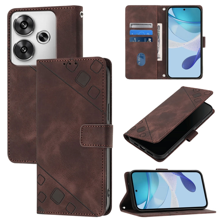 Custodia portafoglio in pelle goffrata per Xiaomi Poco F6