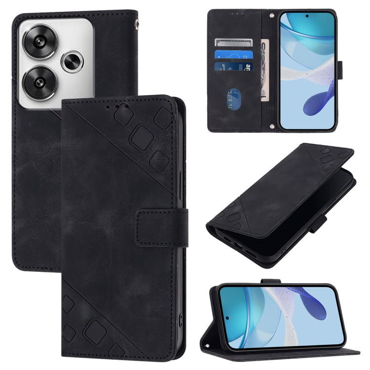 Custodia portafoglio in pelle goffrata per Xiaomi Poco F6