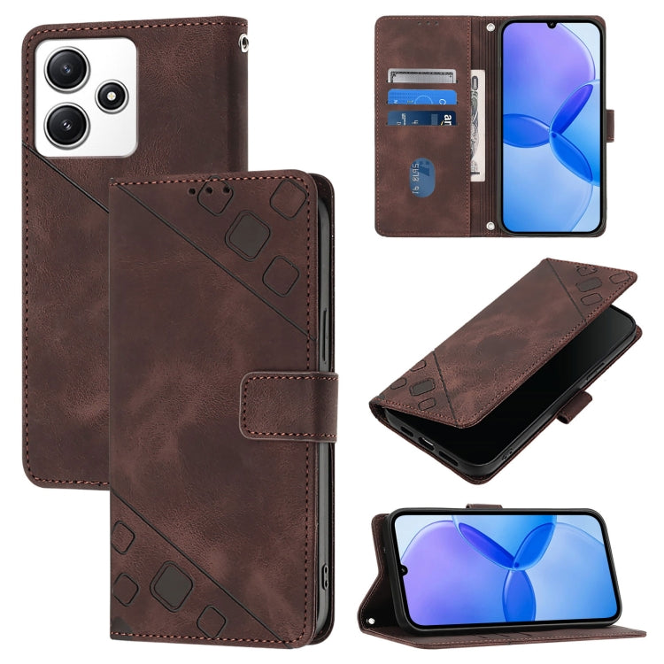 Custodia portafoglio in pelle goffrata per Xiaomi Redmi 13C
