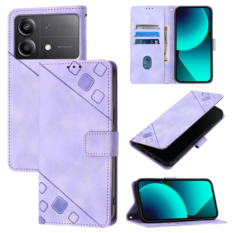 Custodia portafoglio in pelle goffrata per Xiaomi Poco F6