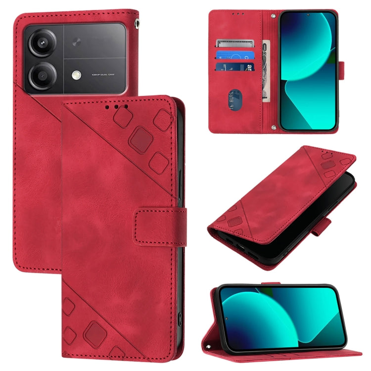 Custodia portafoglio in pelle goffrata per Xiaomi Poco F6