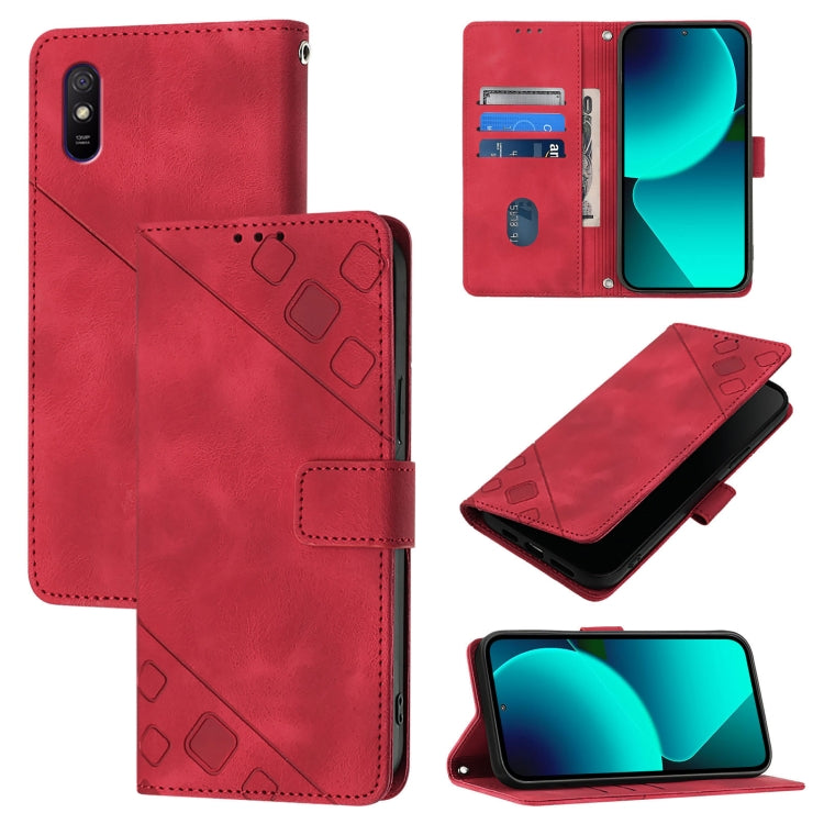 Custodia portafoglio in pelle goffrata per Xiaomi Redmi 9A