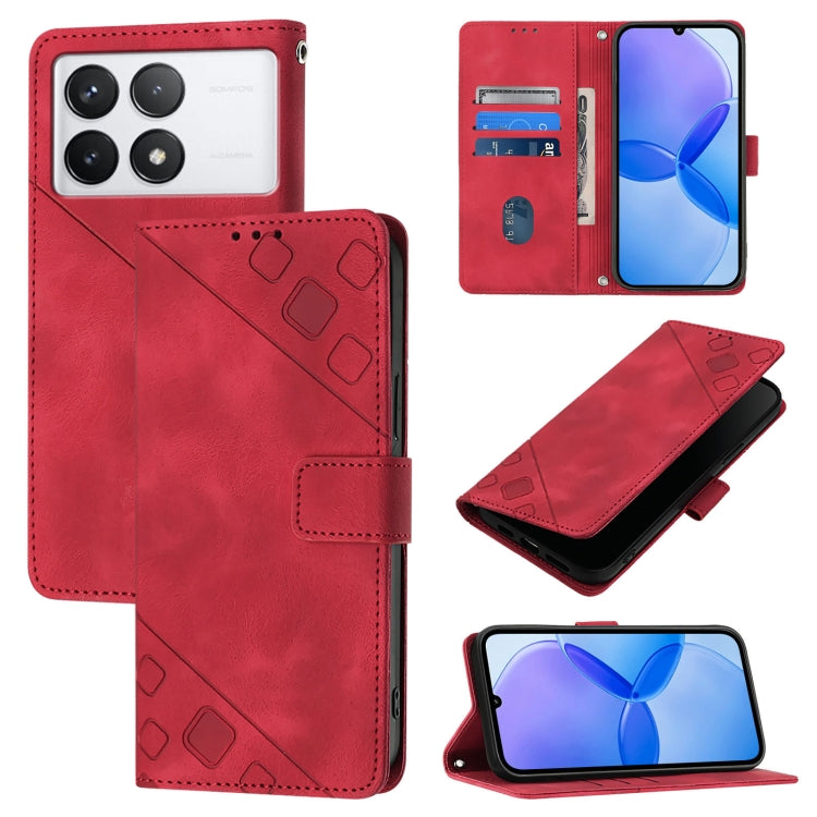 Custodia portafoglio in pelle goffrata per Xiaomi Redmi K70