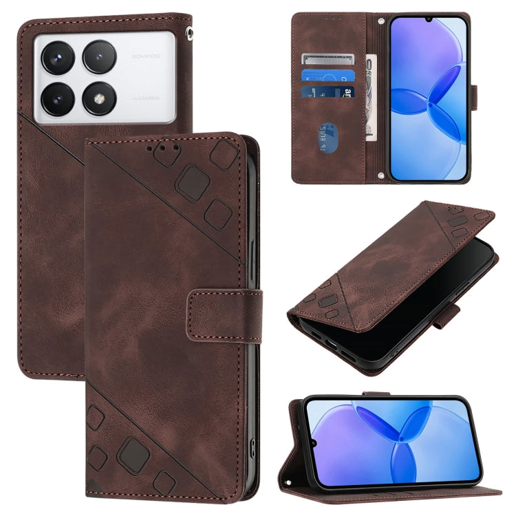 Custodia portafoglio in pelle goffrata per Xiaomi Redmi K70
