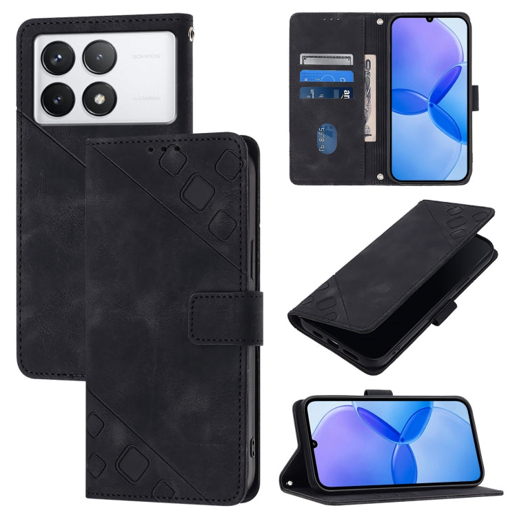 Custodia portafoglio in pelle goffrata per Xiaomi Redmi K70