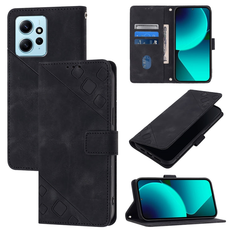 Custodia portafoglio in pelle goffrata per Xiaomi Redmi Note 12S