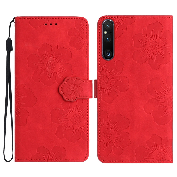 Custodia per cellulare in pelle con motivo floreale in rilievo, For Sony Xperia 10 VII, For Sony Xperia 10 VI, For Sony Xperia 1 VI, For Sony Xperia 1 V